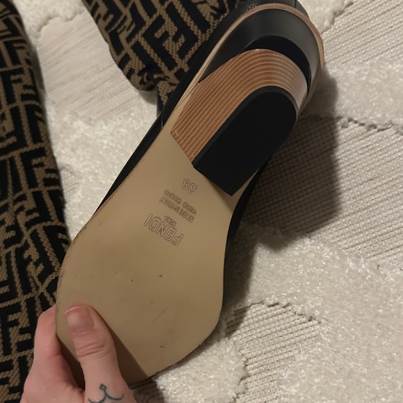 Fendi Black and Tan Over the Knee Boots - Picture 3 of 3